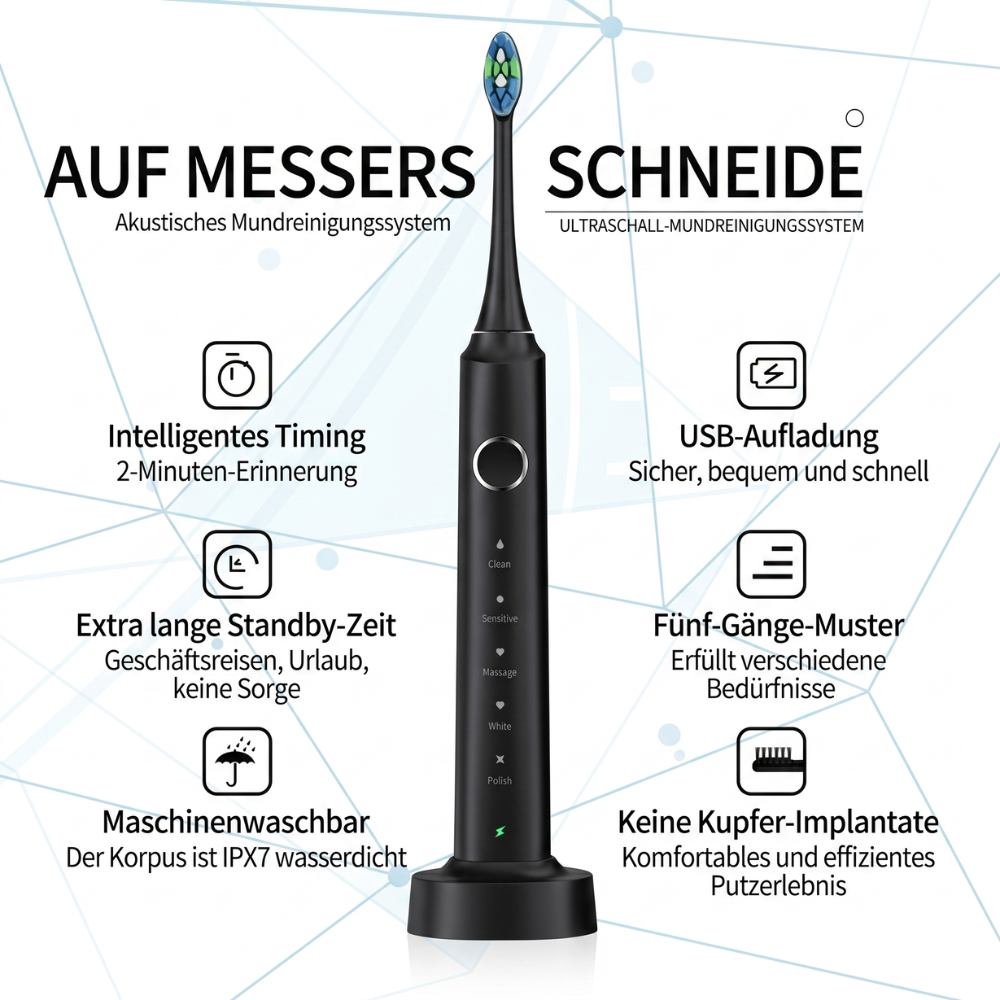 Heimwert Sonic D7 – Professionelle Zahnreinigung mit Schalltechnologie für glattere Zähne und optimale Mundhygiene